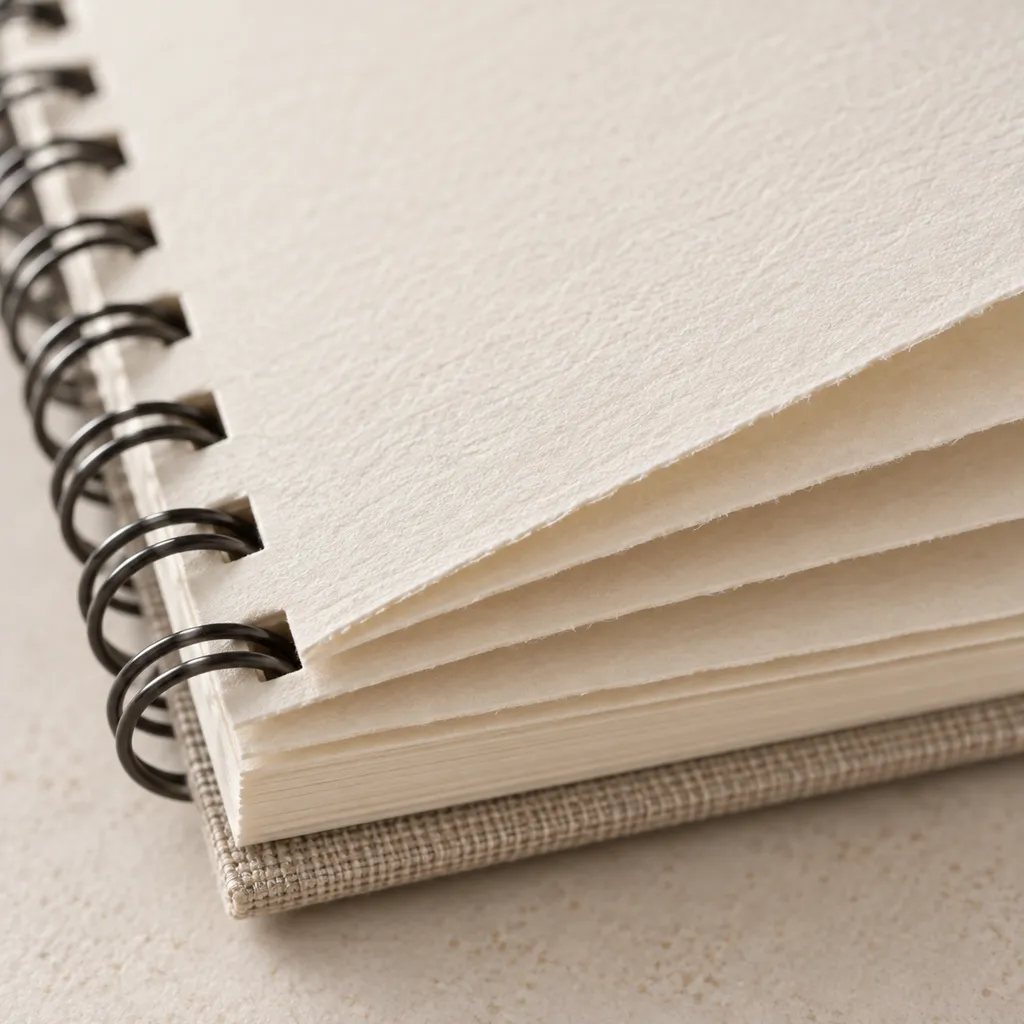Close-up of a Roadbook's paper and page edges in low light.