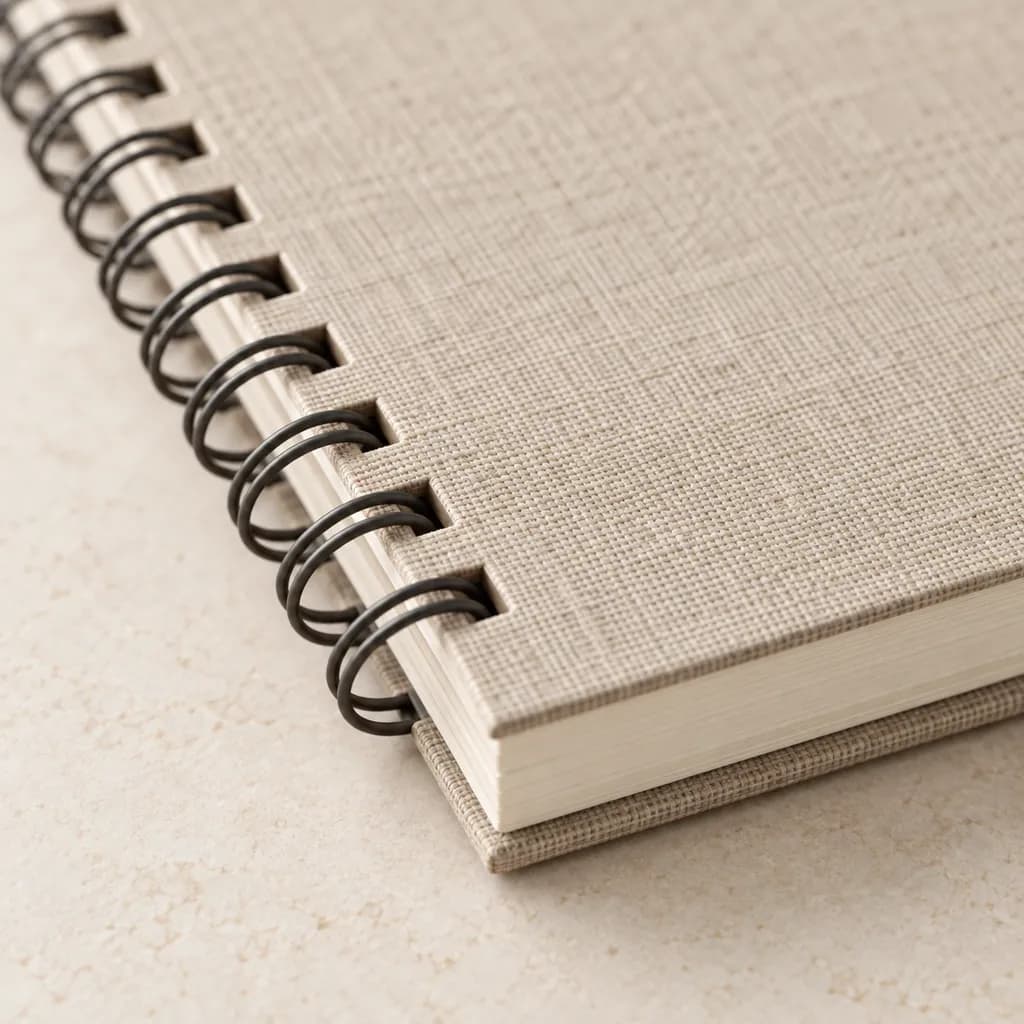 Close-up of a Roadbook's spiral binding.